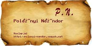 Polónyi Nándor névjegykártya