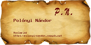Polónyi Nándor névjegykártya